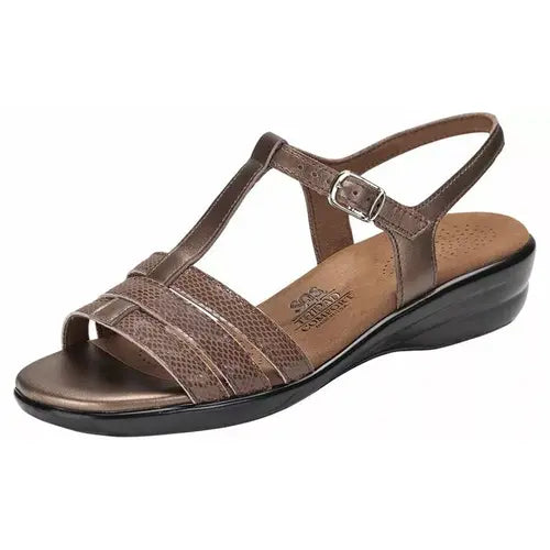 Capri Bronze Snake T-Strap Sandal Sas