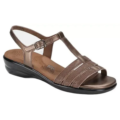 Capri Bronze Snake T-Strap Sandal Sas