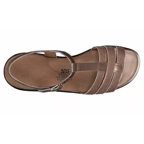 Capri Bronze Snake T-Strap Sandal Sas