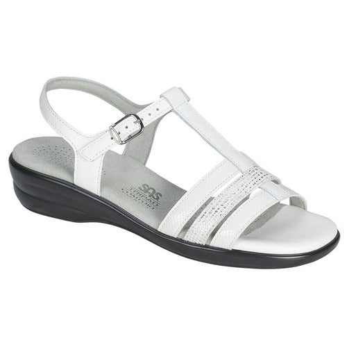 Capri White Snake T-Strap Sandal Sas