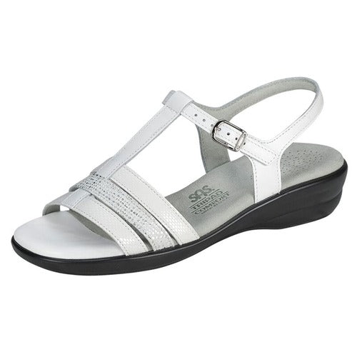 Capri White Snake T-Strap Sandal Sas