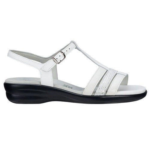 Capri White Snake T-Strap Sandal Sas