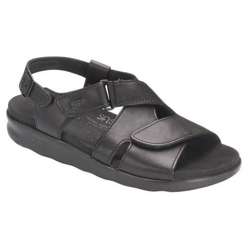 Black Huggy Cross Strap Sandal Sas