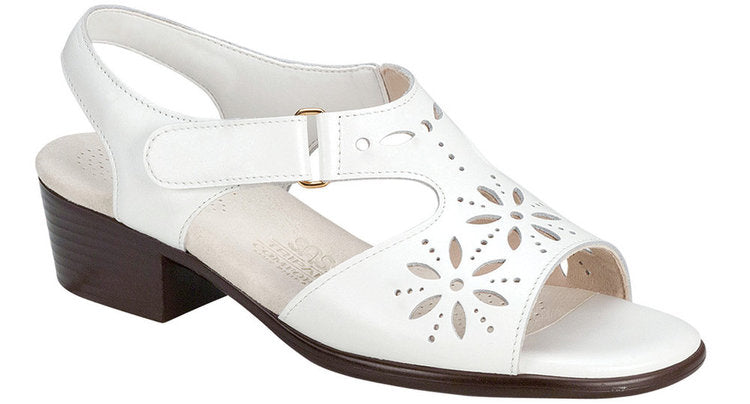 WHITE - Sunburst Heel Strap Sandal at  Brandy's Shoes Made in USA