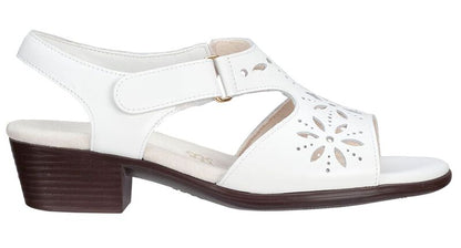 WHITE - Sunburst Heel Strap Sandal at  Brandy's Shoes Made in USA