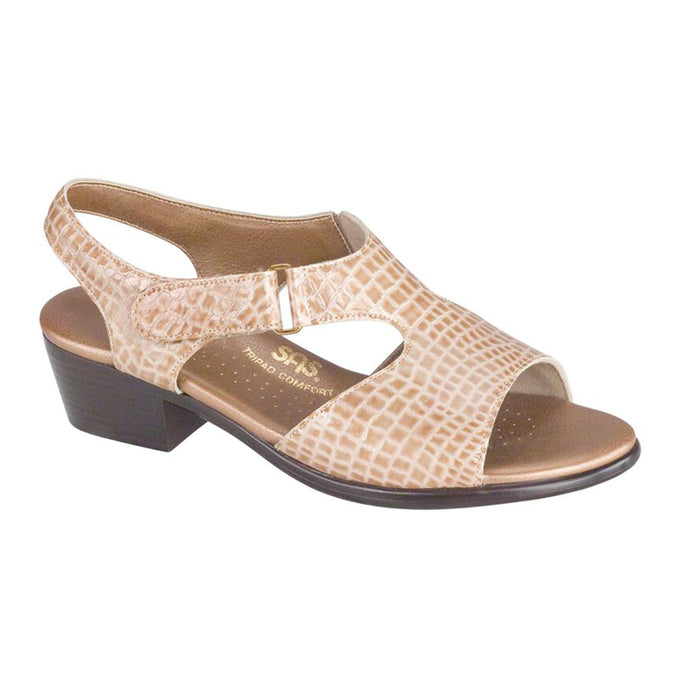 SAS WOMEN'S SUNTIMER HEEL STRAP SANDAL BEIGE CROC