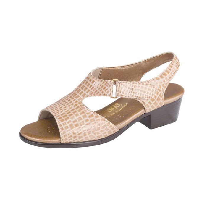 SAS WOMEN'S SUNTIMER HEEL STRAP SANDAL BEIGE CROC