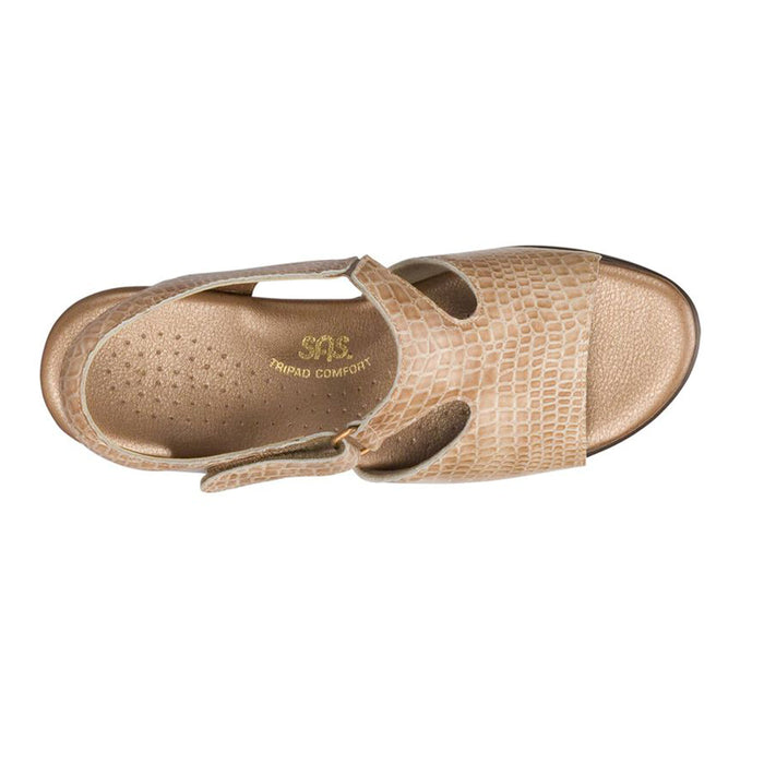 SAS WOMEN'S SUNTIMER HEEL STRAP SANDAL BEIGE CROC