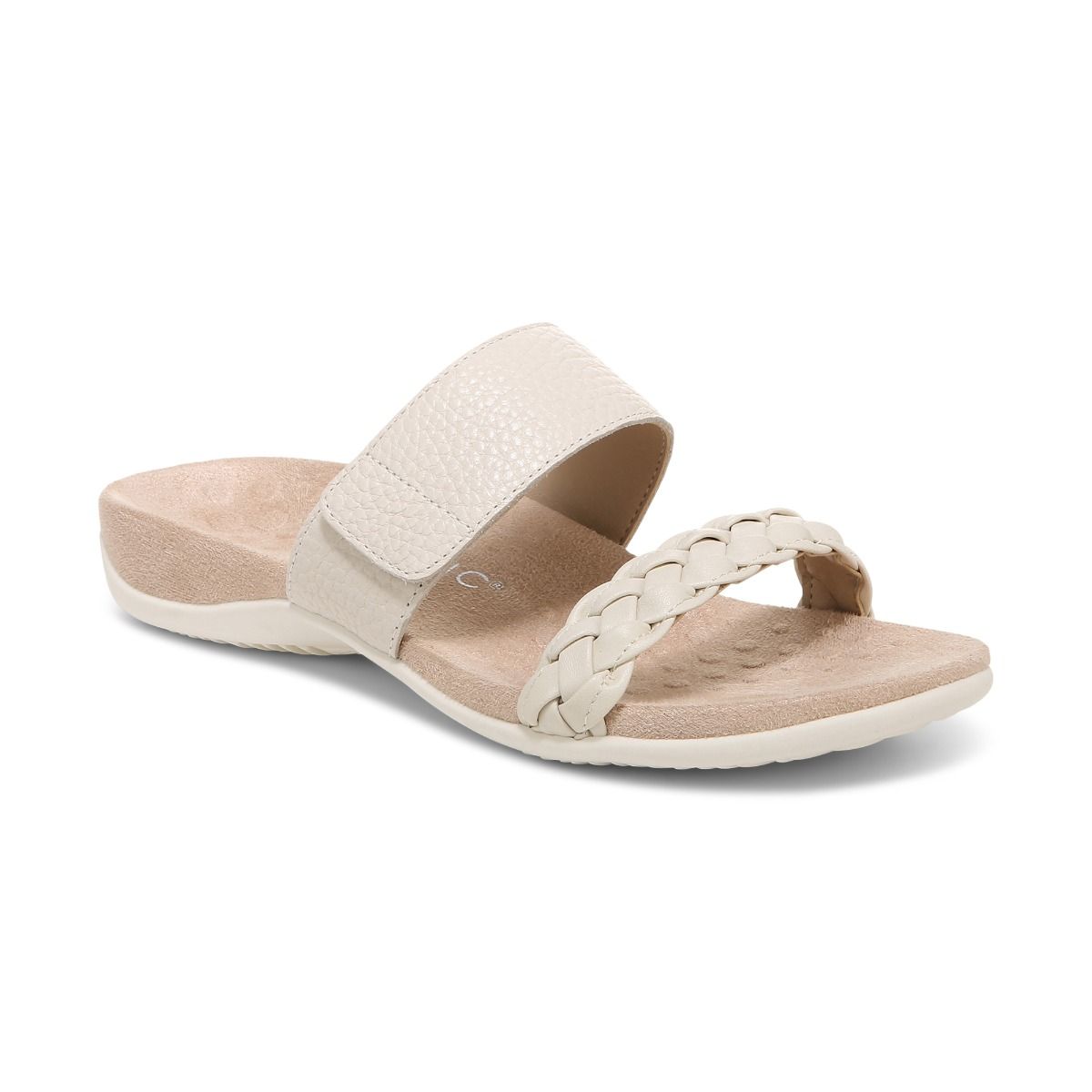 JEANNE CREAM | Vionic Women's Rest Jeanne Leather Woven Band Slide San ...